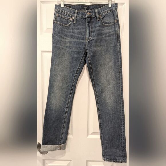New J. Crew Straight Slim Rigid Blue Dinim Jeans Size 30x32 Zip Fly Classic - Picture 4 of 12